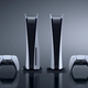 The PS5, PS5 digital edition, and their controllers displayed in front of a grey background.